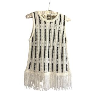 White + Warren Fringe Sleeveless Top